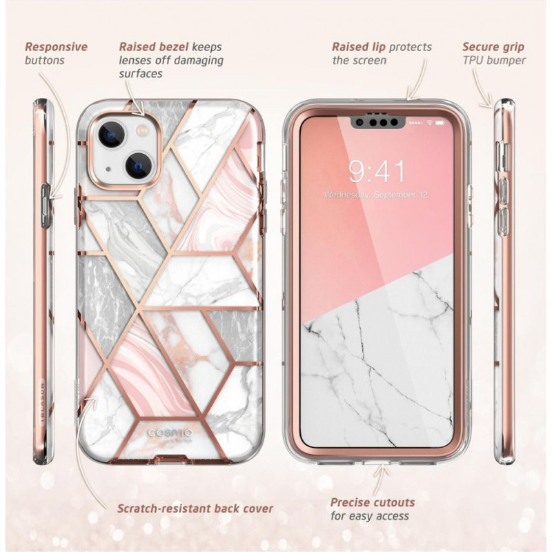Supcase Cosmo Case Apple iPhone 14 Plus / 15 Plus, Pink Marble