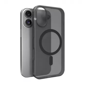 Puro Daylight MagSafe saderīgs silikona vāciņš iPhone 17, caurspīdīgi melns