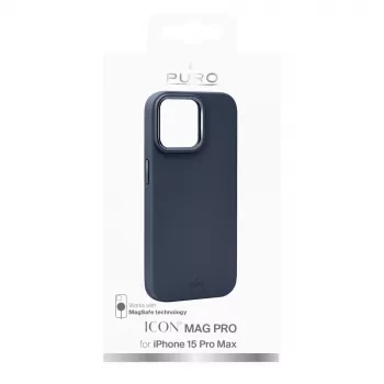 Puro Icon Mag Pro MagSafe silikona futrālis Apple iPhone 15 Pro Max, tumši zils