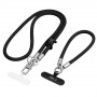 Tech-Protect C10S Rope telefona siksnu komplekts pāri plecam un uz plaukstas locītavas, Black/Titanium
