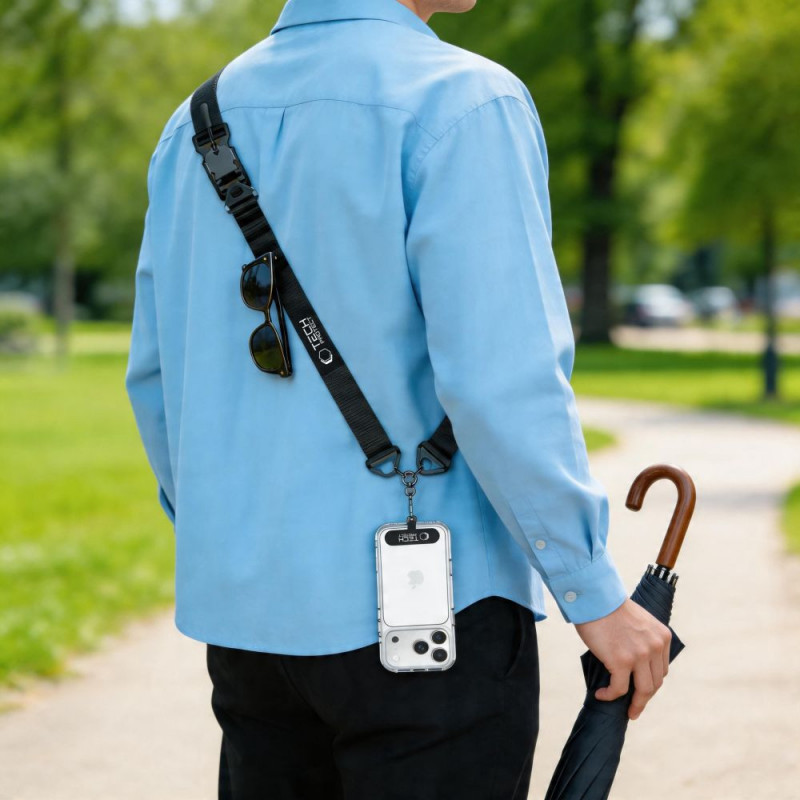 Tech-Protect C9S Rope Crossbody telefona siksna, melna