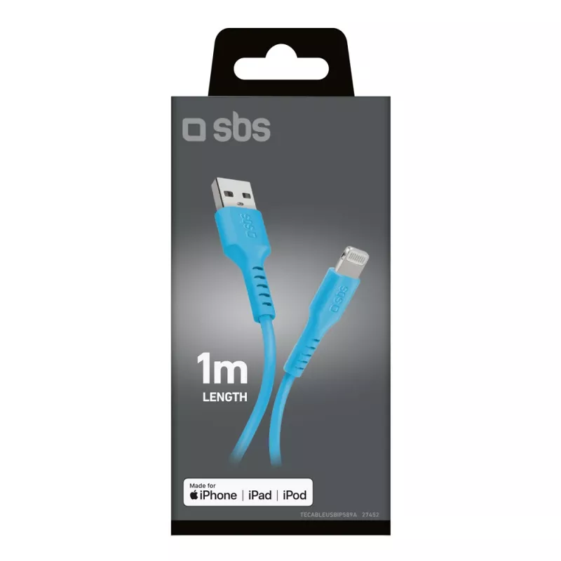 SBS TECABLEUSBIP589A USB-A uz Lightning kabelis, 1 m, zils