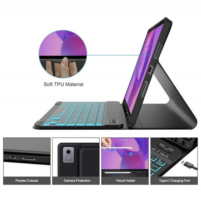 Tech-Protect SmartCase Pen + Keyboard Lenovo Idea Tab Plus 12.1 (TB-361) melna