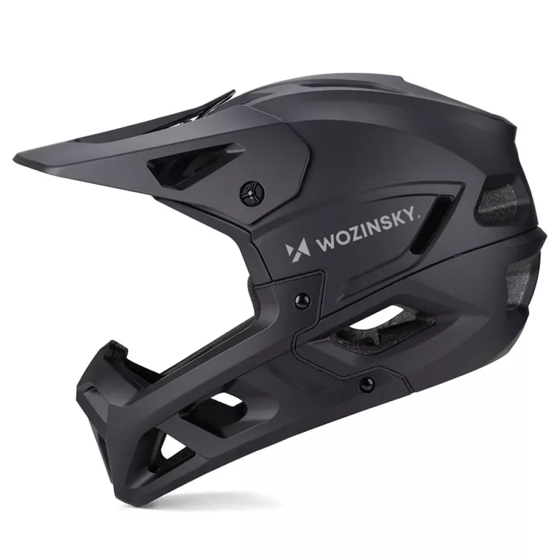 Wozinsky HT-58L pilna sejas velosipēda ķivere ar noņemamu vizieri, 60-62 cm, melna