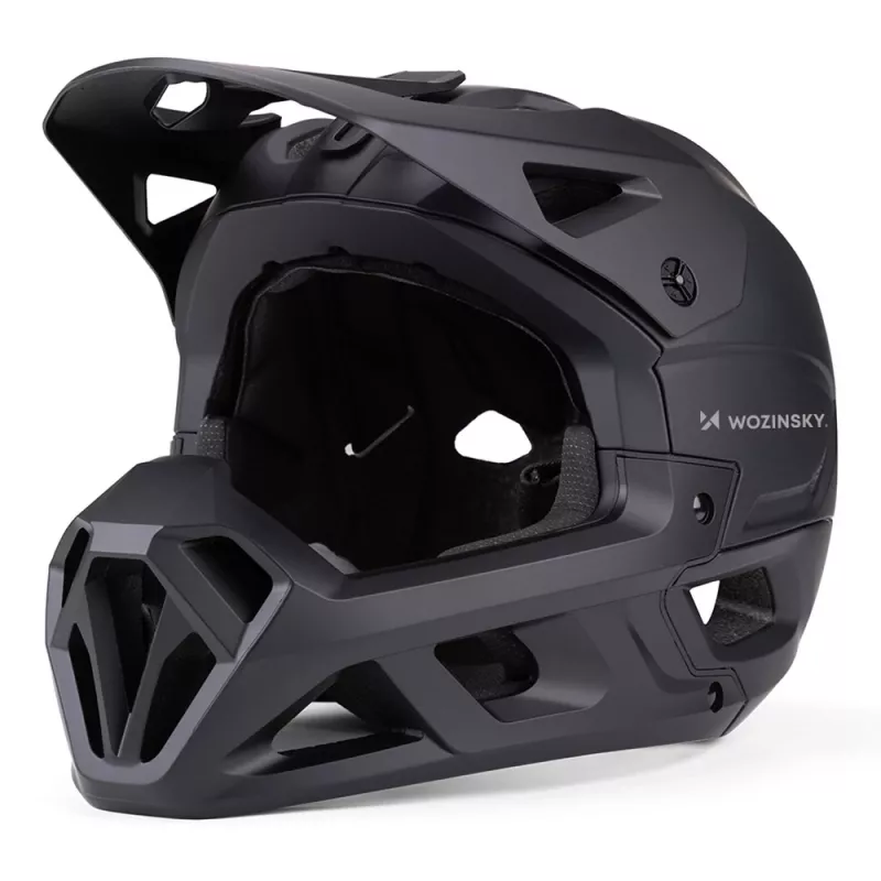 Wozinsky HT-58L pilna sejas velosipēda ķivere ar noņemamu vizieri, 60-62 cm, melna