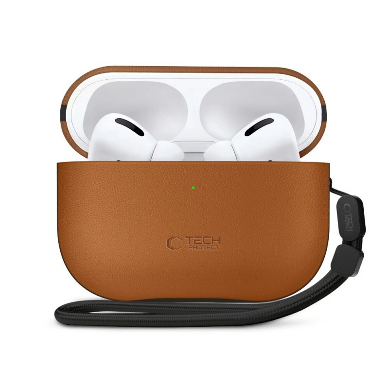Tech-Protect NaturalFit apvalks Apple AirPods Pro 3 austiņu uzlādes futrālim, brūns