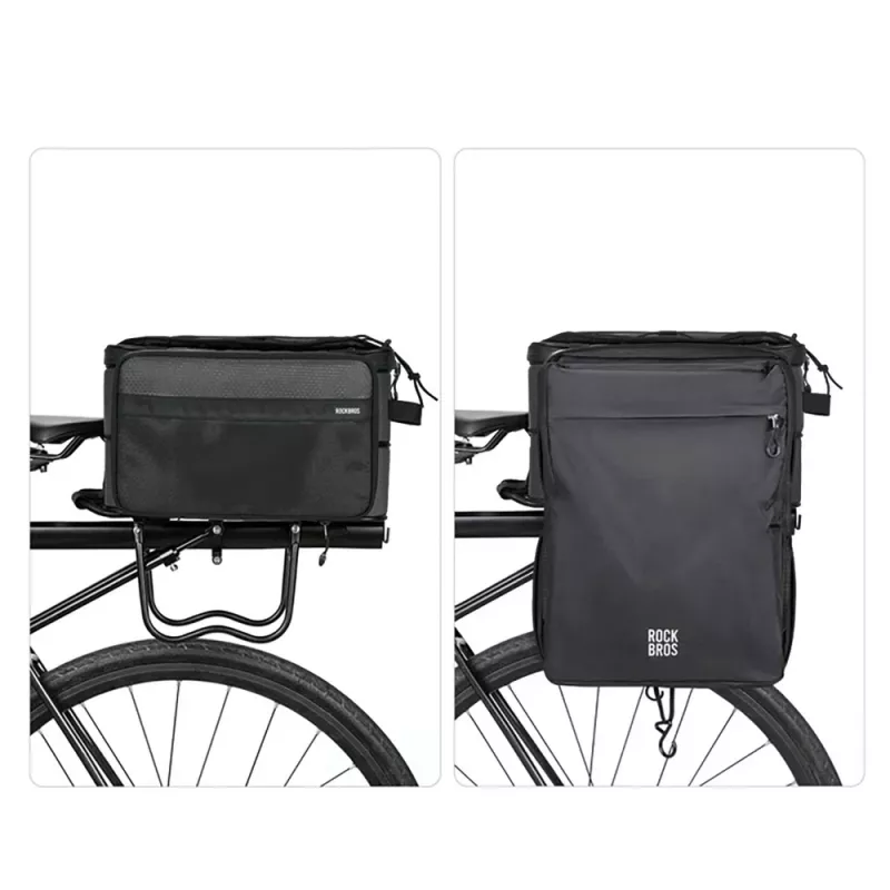 Rockbros A30 ROAD TO SKY salokāms velosipēda somas maciņš bagāžniekam 15–30 L, melns