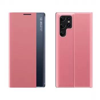 Hurtel New Sleep Case vāciņš Samsung Galaxy S25 Ultra ar pārlocītu vāku un statīvu, rozā