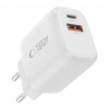 Tech-Protect NCA20 sienas lādētājs USB-A / USB-C PD 20W / QC3.0 ar USB-C / USB-C kabeli 100 cm, balts