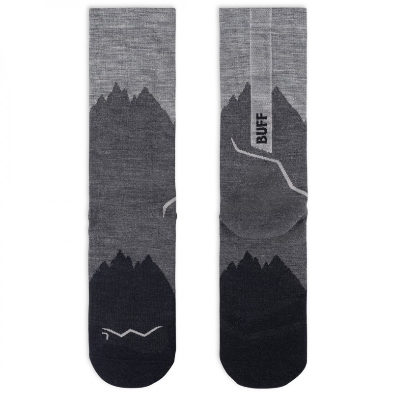 Buff Merino Lightweight Crew zeķes LWC3, melnā krāsā, L