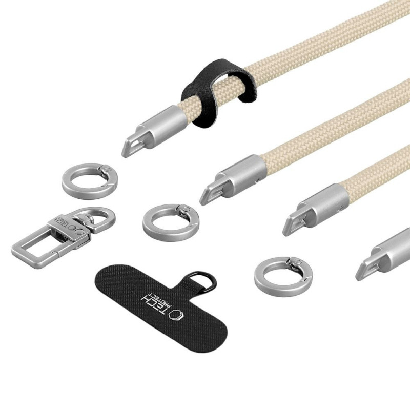 Tech-Protect C10S Rope pār plecu un plaukstas siksnu komplekts, Desert Beige/Titanium