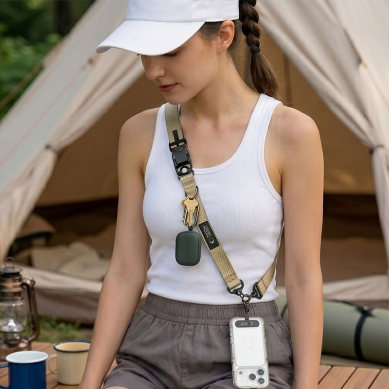 Tech-Protect C9S Rope Crossbody telefona siksna pār plecu, Sienna Beige