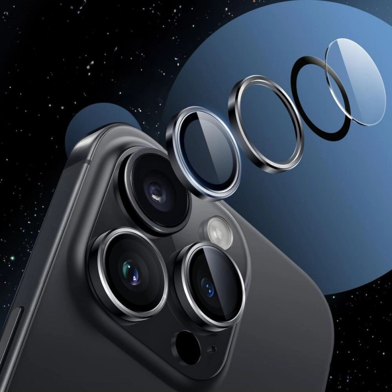 Tech-Protect Camring Fit+ kameras objektīva pārsegs Apple iPhone 14 Pro / 14 Pro Max / 15 Pro / 15 Pro Max / 16 Pro / 16 Pro Max / 17 Pro / 17 Pro Max, melns