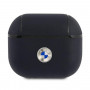 BMW BMA3SSLNA īstas ādas vāciņš ar sudraba logotipu Apple AirPods 3, navy