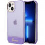 Guess GUHCP14SHGCOU caurspīdīgs cietais futrālis Apple iPhone 14 / 15 / 13 6.1 collu, purpura krāsā