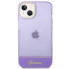 Guess GUHCP14SHGCOU caurspīdīgs cietais futrālis Apple iPhone 14 / 15 / 13 6.1 collu, purpura krāsā