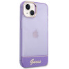 Guess GUHCP14SHGCOU caurspīdīgs cietais futrālis Apple iPhone 14 / 15 / 13 6.1 collu, purpura krāsā