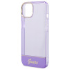 Guess GUHCP14SHGCOU caurspīdīgs cietais futrālis Apple iPhone 14 / 15 / 13 6.1 collu, purpura krāsā