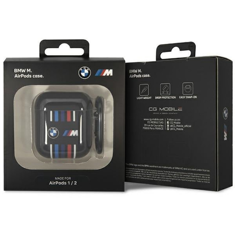 BMW BMA222SWTK Multiple Colored Lines vāciņš Apple AirPods 1/2, melns