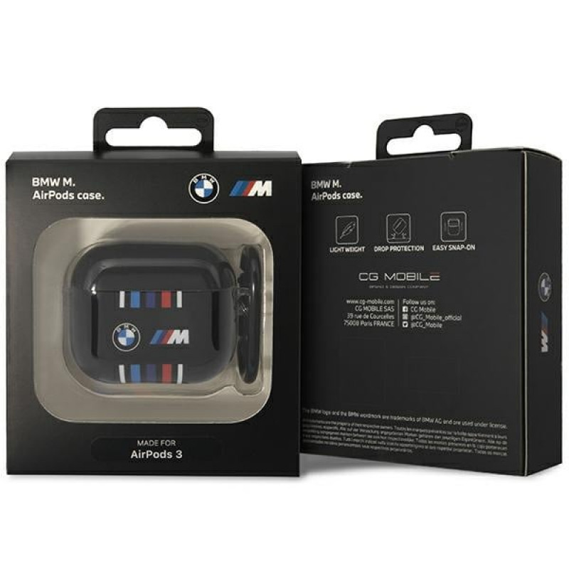 BMW BMA322SWTK vāciņš ar vairākām krāsainām līnijām Apple AirPods 3, melns
