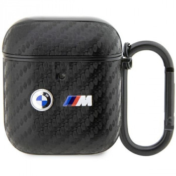 BMW BMA2WMPUCA2 Carbon Double Metal Logo vāciņš Apple AirPods 1/2, melns