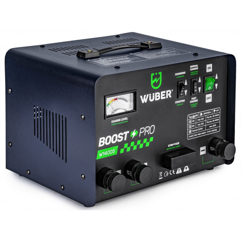 Wuber W14005 automašīnu akumulatora lādētājs ar palaišanas funkciju, 40 A, 12 V/24 V