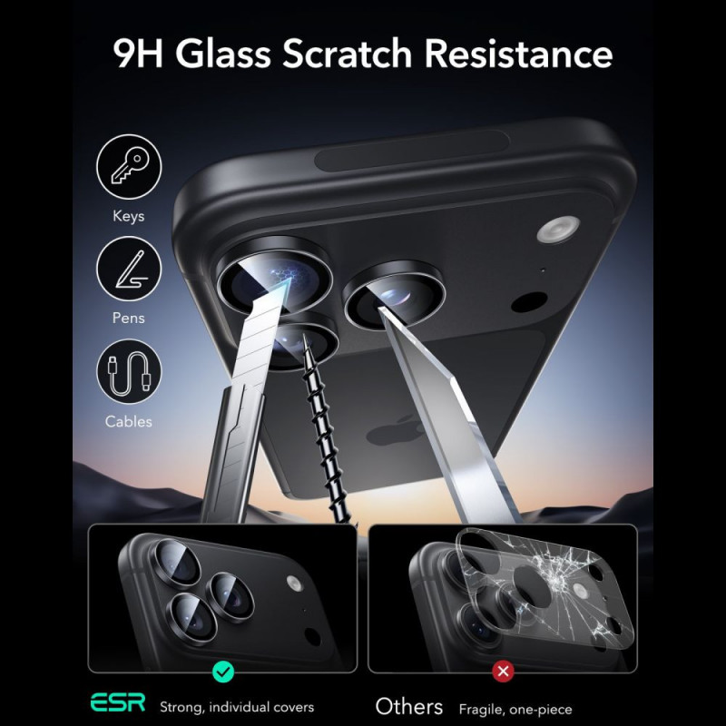ESR Armorite ESR kameras objektīvu aizsargs Apple iPhone 18 Pro / 18 Pro Max, melns, 2 gab. komplekts