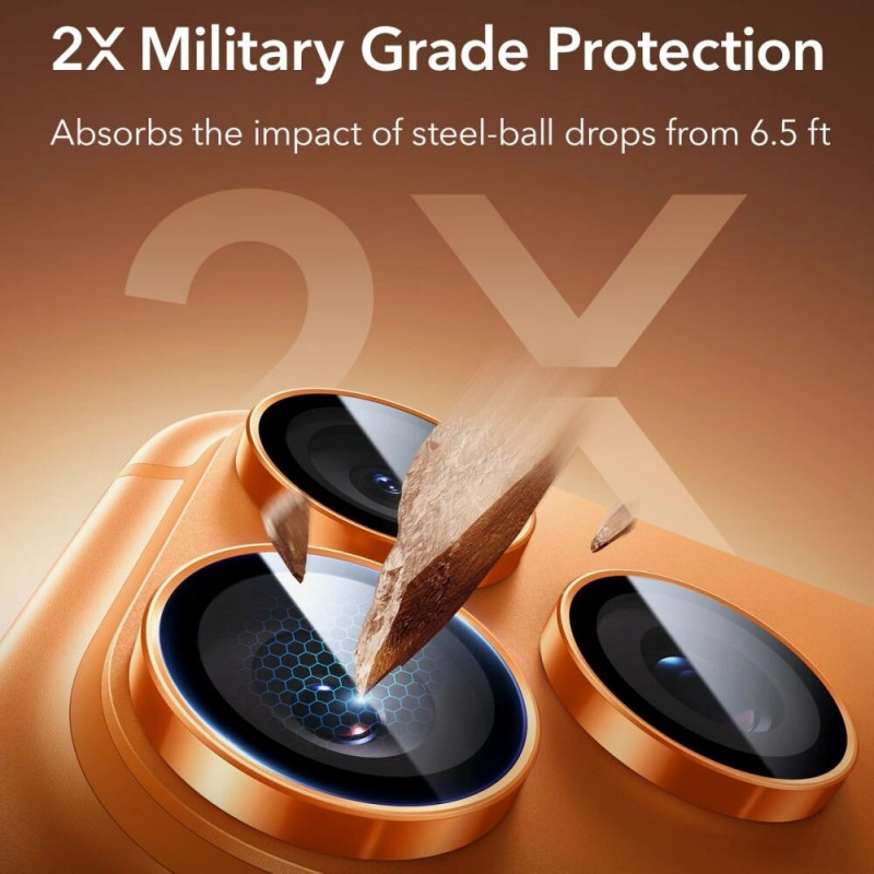 ESR Armorite kameras objektīva aizsargs Apple iPhone 14 Pro / Max / 15 Pro / Max / 16 Pro / Max / 17 Pro / Max, oranžs
