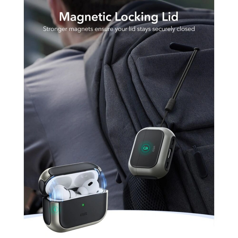 ESR Orbit HaloLock MagSafe futrālis Apple AirPods Pro 3, Titanium