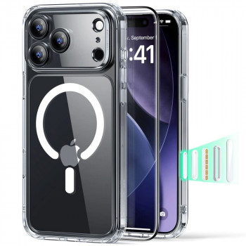 ESR Classic Hybrid MagSafe vāciņš ar rūdīto stiklu Apple iPhone 17 Pro Max, caurspīdīgs