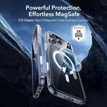 ESR Classic Hybrid MagSafe vāciņš ar rūdīto stiklu Apple iPhone 17 Pro Max, caurspīdīgs