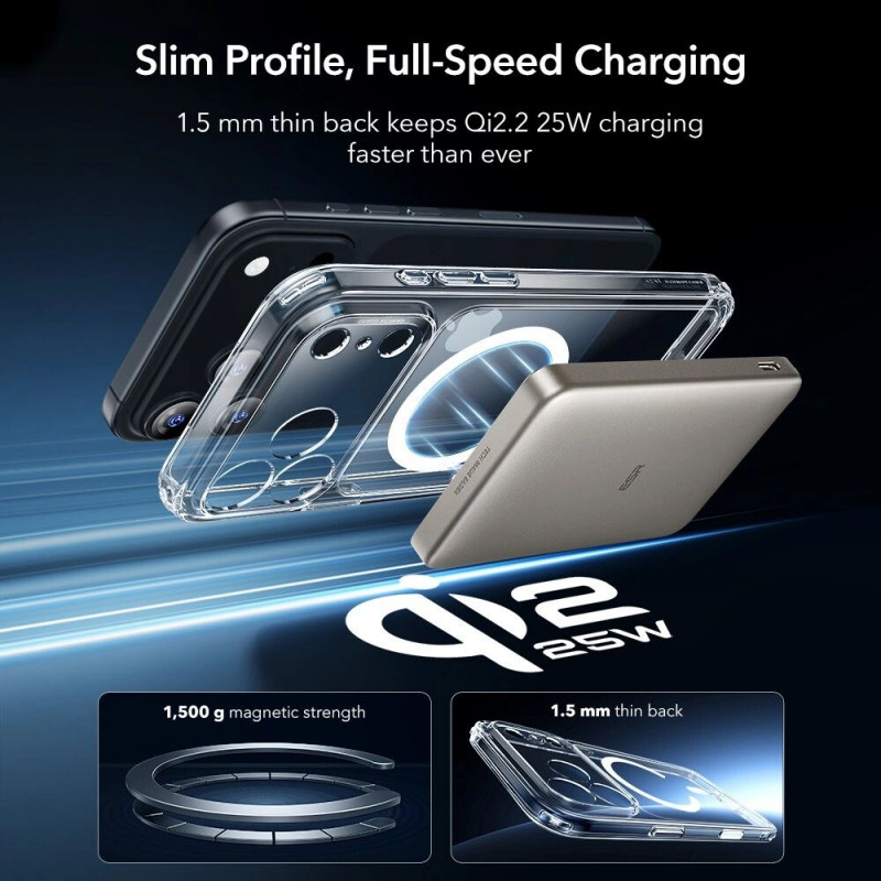 ESR Classic Hybrid MagSafe vāciņš ar rūdīto stiklu Apple iPhone 17 Pro Max, caurspīdīgs