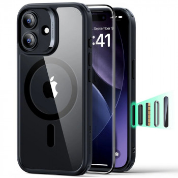 ESR Classic Hybrid MagSafe vāciņš ar rūdīto stiklu Apple iPhone 17, Clear/black