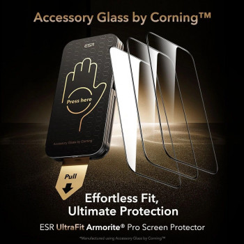 ESR UltraFit Armorite Pro rūdītais stikls Apple iPhone 16 Pro / 17, Clear, Glass by Corning (ESR926)