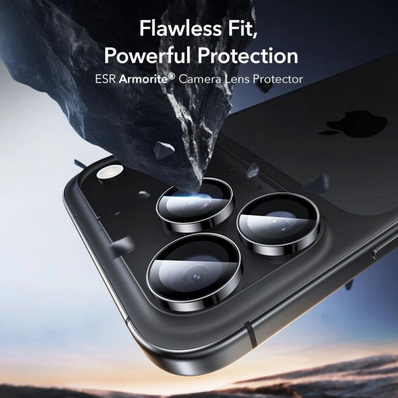 ESR Armorite kameras objektīva aizsargs Apple iPhone 14 Pro / 14 Pro Max / 15 Pro / 15 Pro Max / 16 Pro / 16 Pro Max / 17 Pro / 17 Pro Max, melns (ESR931)