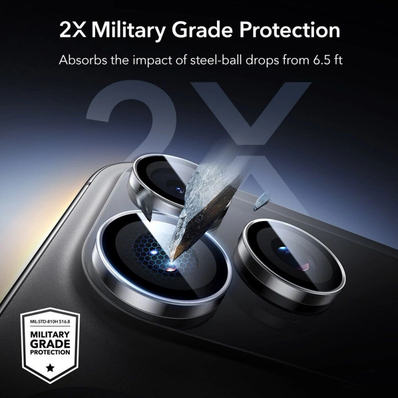 ESR Armorite kameras objektīva aizsargs Apple iPhone 14 Pro / 14 Pro Max / 15 Pro / 15 Pro Max / 16 Pro / 16 Pro Max / 17 Pro / 17 Pro Max, Clear (ESR932)