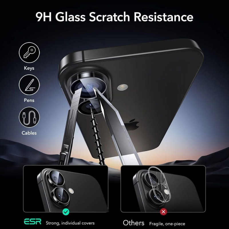 ESR Armorite kameras aizsargs Apple iPhone 16 / 16 Plus / 17, melns