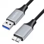 Logilink CU0290 USB 3.0 kabelis, A/M uz Micro-USB/M, 5 Gbps, neilons, metāls, melns/sudrabs, 1 m