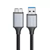 Logilink CU0290 USB 3.0 kabelis, A/M uz Micro-USB/M, 5 Gbps, neilons, metāls, melns/sudrabs, 1 m