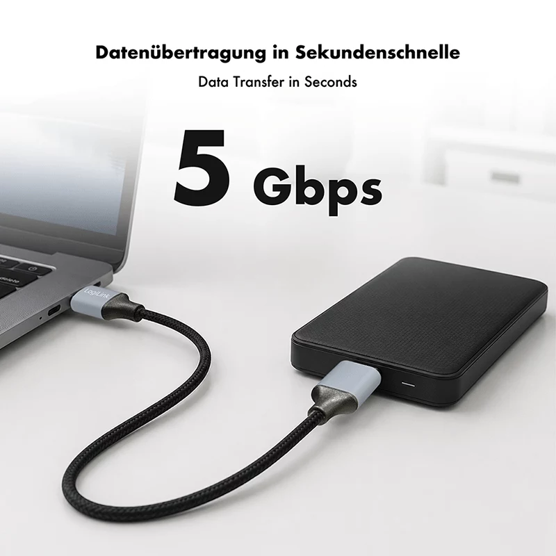 Logilink CU0290 USB 3.0 kabelis, A/M uz Micro-USB/M, 5 Gbps, neilons, metāls, melns/sudrabs, 1 m