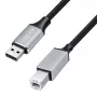 Logilink CU0108 USB 2.0 kabelis, USB-A/M uz USB-B/M, 480 Mbps, neilons, metāls, melns/sudrabs, 3 m