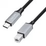 Logilink CU0516 USB 2.0 Type-C kabelis, C/M uz B/M, 480 Mbps, neilons, metāls, melns/sudrabs, 3 m