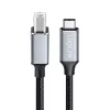 Logilink CU0516 USB 2.0 Type-C kabelis, C/M uz B/M, 480 Mbps, neilons, metāls, melns/sudrabs, 3 m