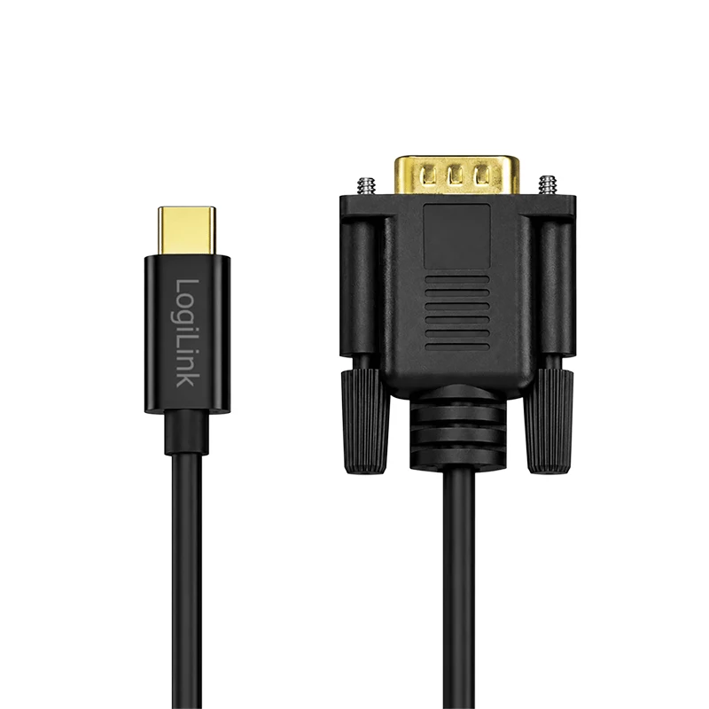 Logilink UA0476 USB 3.2 Gen1 Type-C kabelis, C/M uz VGA/M, 1080p/60 Hz, melns, 3 m