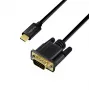 Logilink UA0475 USB 3.2 Gen1 Type-C kabelis, C/M uz VGA/M, 1080p/60 Hz, melns, 1.8 m
