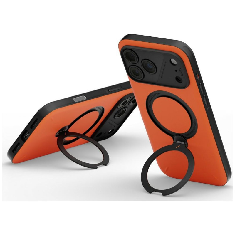 UNIQ Elix apvalks ar 360° rotējošu statīvu Apple iPhone 18 Pro Max / 17 Pro Max, oranžs