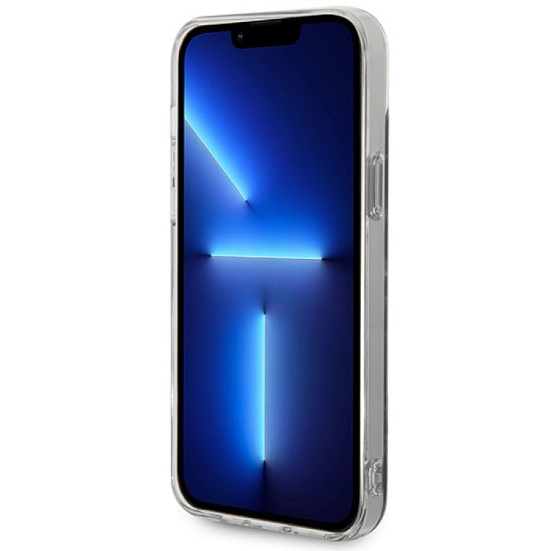 Guess GUBPP14SHMEACSK komplekts: apvāks un bezvadu lādētājs Apple iPhone 14 6.1", melns cietais apvāks Marble MagSafe