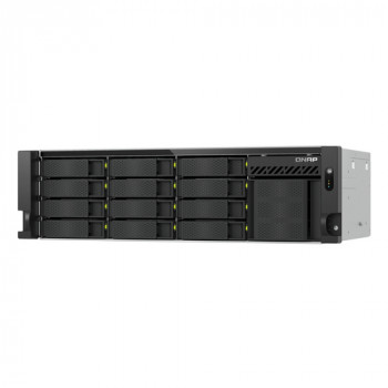 QNAP TS-h1655XeU-RP-8G NAS serveris statīvam, 16 nodalījumi, neliels dziļums, 8 GB RAM, 2x 10GbE, dublēts barošanas bloks