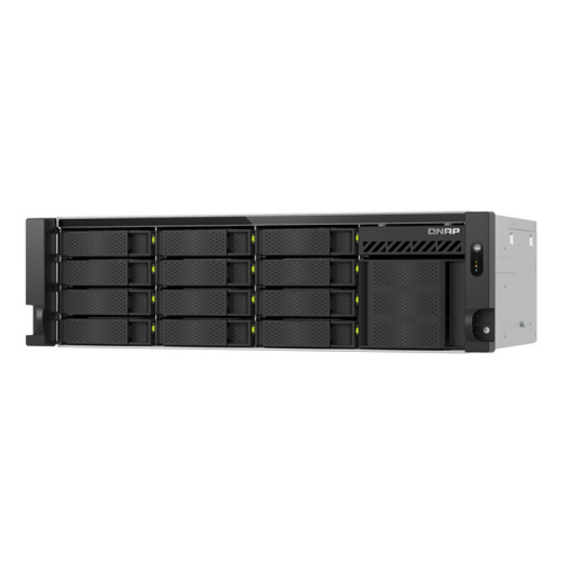 QNAP TS-h1655XeU-RP-8G NAS serveris statīvam, 16 nodalījumi, neliels dziļums, 8 GB RAM, 2x 10GbE, dublēts barošanas bloks