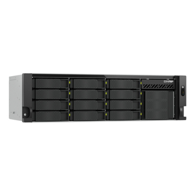 QNAP TS-h1655XeU-RP-8G NAS serveris statīvam, 16 nodalījumi, neliels dziļums, 8 GB RAM, 2x 10GbE, dublēts barošanas bloks